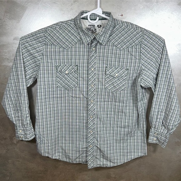 Old Navy Live Mens XXL Green Plaid Pearl Snap Western Shirt Long Sleeve Cotton - Picture 2 of 8